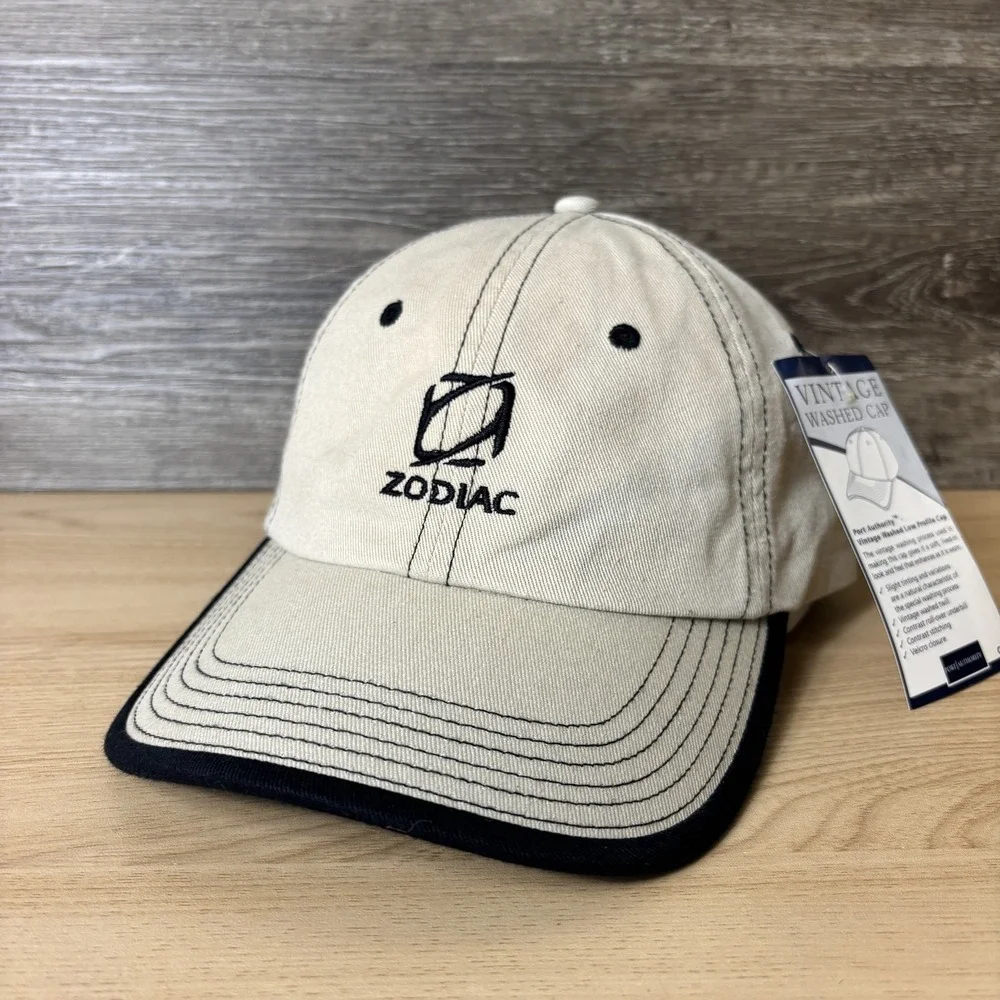 Vintage Zodiac Hat Cap Strap Back Embroidered Mens One Size 90s NWT